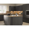 Grey Glossy Lacquer Acrylic Kitchen Cabinet With Island